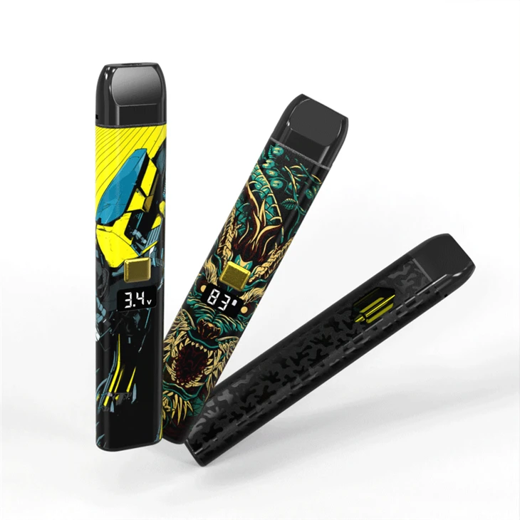 Bretland Heildverslun HHC Einnota tóm Vape 2ml 1ml Olíuvaporizer með forhitunarhnappi, Kína Þykkt olíugerð C endurhlaðanlegt Vape tæki Framleiðandi og birgir